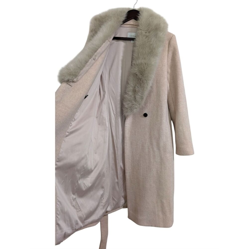 Club Monaco Pink Daylina Wool Wrap Coat w/ Detachable Faux Fur Trim M - Picture 7 of 11